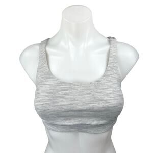 Lululemon Gray Strappy Cross Back Sleeveless Yoga Athletic Sports Bra Crop Top 2